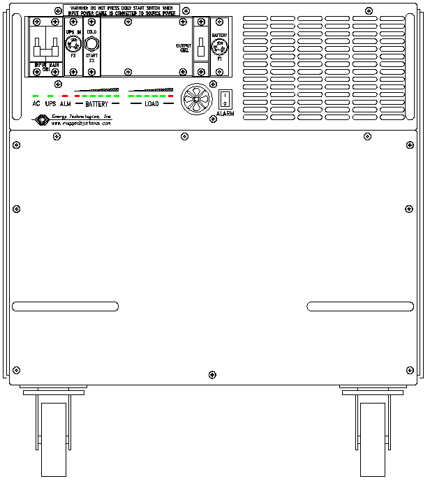 ETI0001-1051 Rugged COTS UPS Standard Front Panel Layout